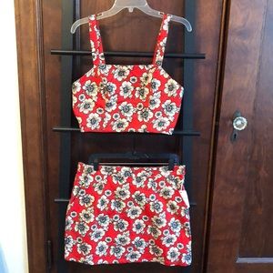 Floral Print Mini Skirt Set with Pockets! NWT